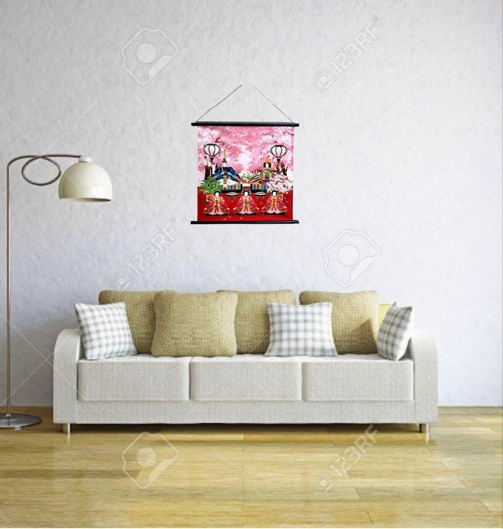 ひな祭りタペストリー 桜並木のお雛様 ラインストーン付 初節句 日本製